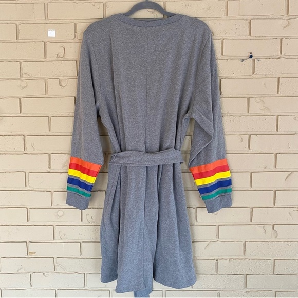 TORRID SHIFT SWEATSHIRT DRESS - COZY FLEECE RAINBOW CUFFED GREY BELTED SIZE 3X - Picture 6 of 10